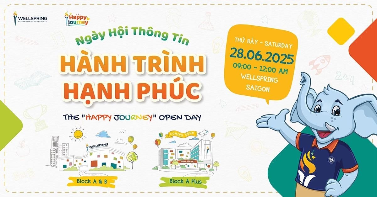 Chào mừng đến với Ngày Hội Thông tin “Hành trình Hạnh Phúc” tại Wellspring Saigon và cơ hội nhận ngay học bổng lên đến 40% phí nhập học